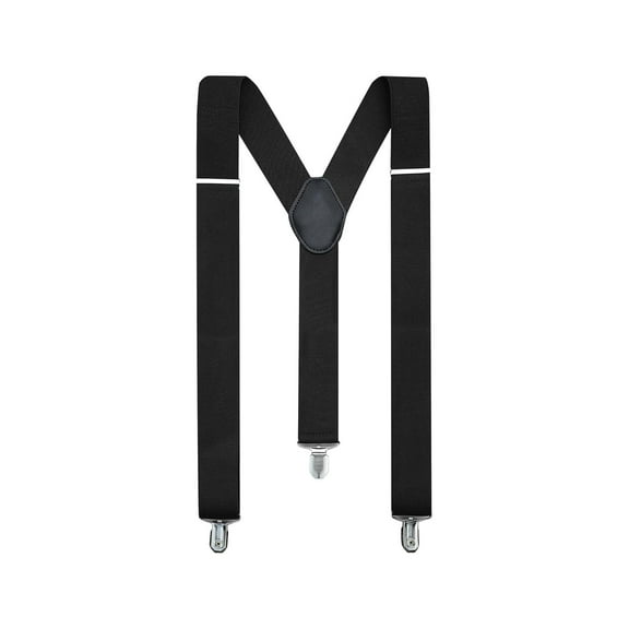 Men's Heavy Duty Suspenders - Adjustable Elastic Y-Back Suspenders with Strong Metal Clips, Black Unisex Suspenders for Men & Women