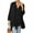 Black, variant on Long Sleeved Women Solid Color Button Down Loose Long A-line Blouse