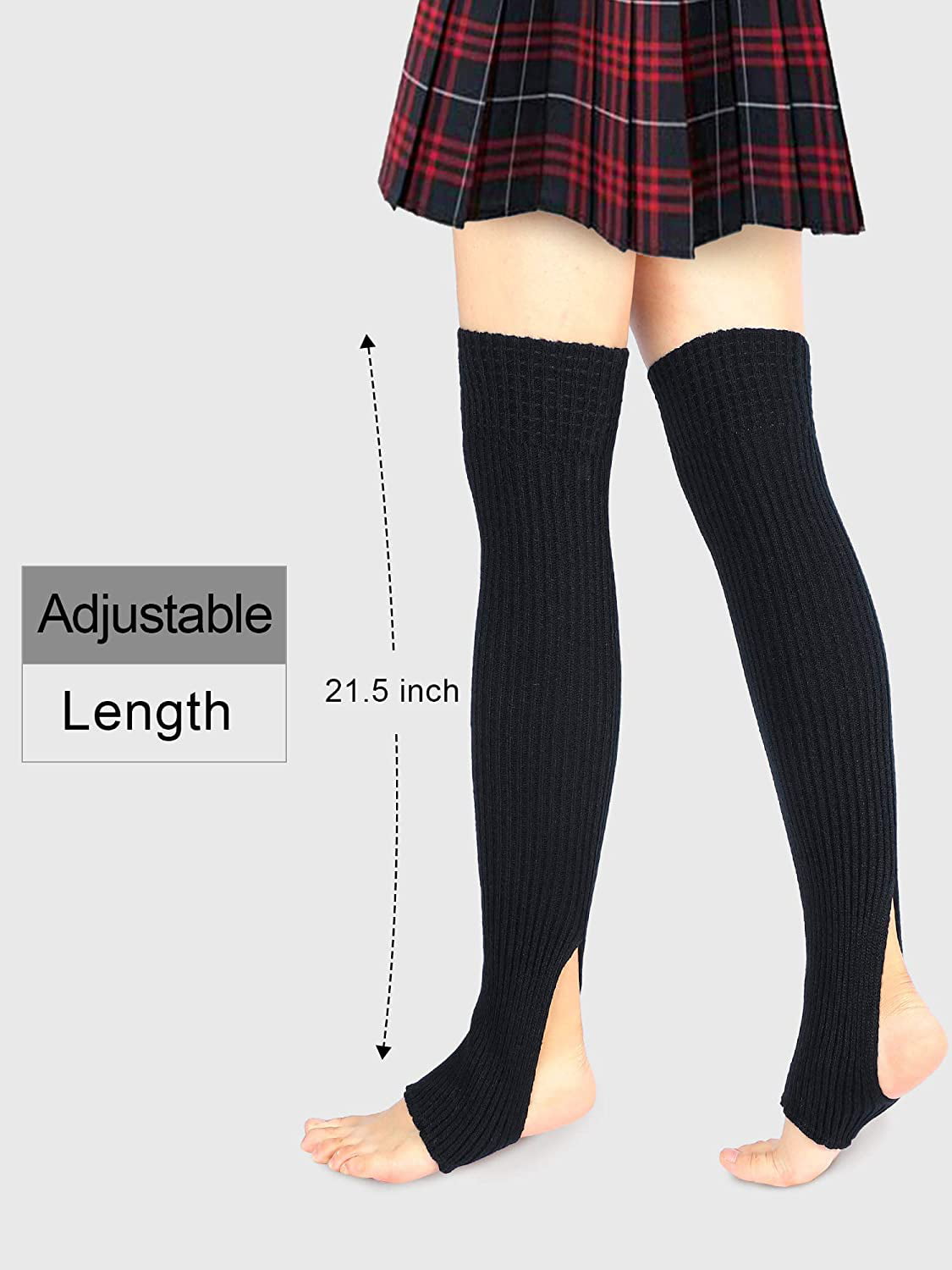 2 Pairs Stirrup Leg Warmers Straight over the Knee Socks 21.65 Inch for Women