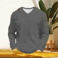 thumbnail image 5 of Ceisia Men's Fashion Long Sleeve V-Neck T-Shirt Solid Color Casual Relaxed Fit Stretch Waffle Knit Soft Comfort Breathable Home Gym Top Gifts for Father Gray L, 5 of 9