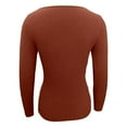 thumbnail image 6 of Fiaer Womens V Neck Sweaters Slim Fit Long Sleeve Solid Color Casual Trendy Comfortable Breathable Knit Tops Orange L, 6 of 7