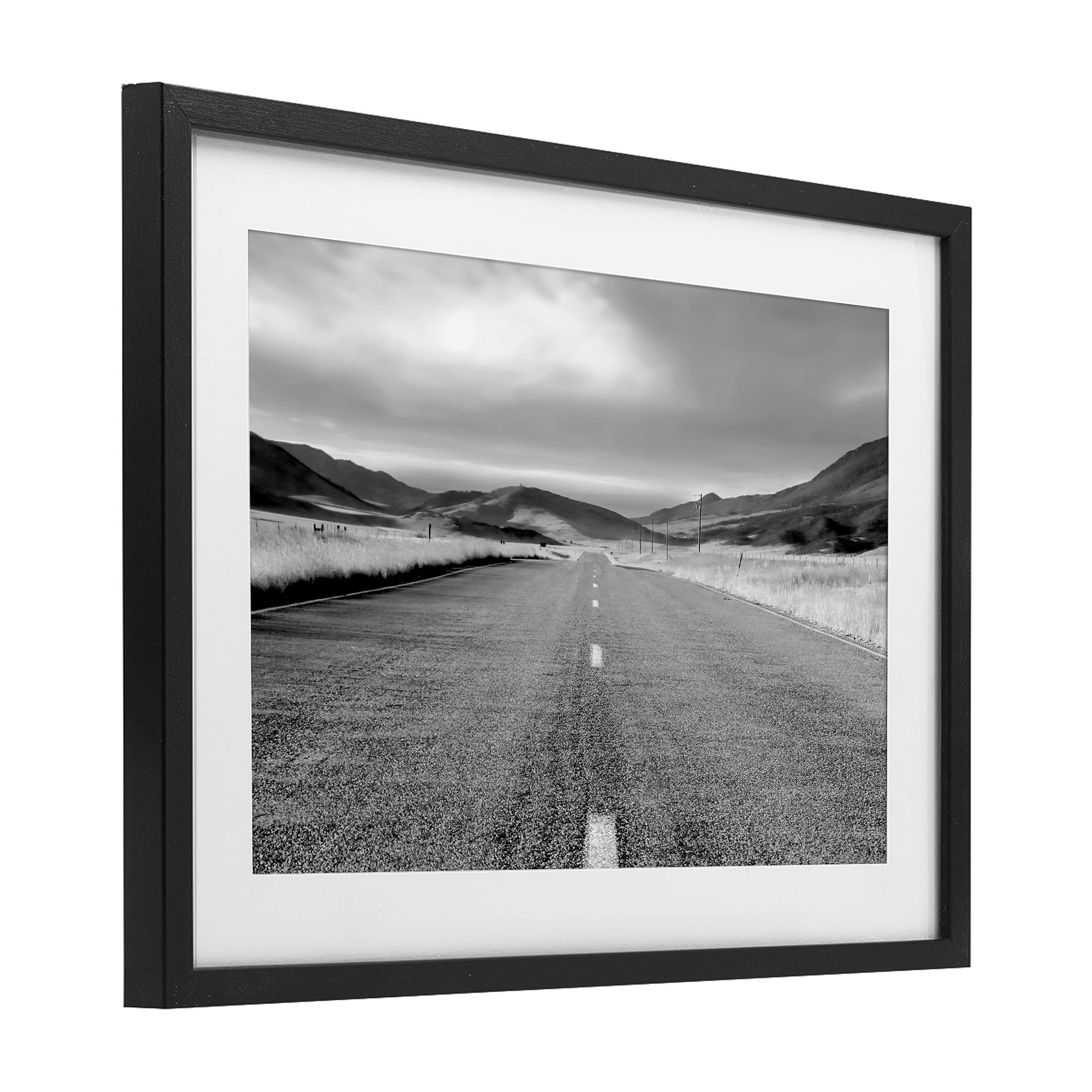 Stupell Industries Open Road Through Rolling Hills Black Framed Print Under Glass, design by Steve Toole
