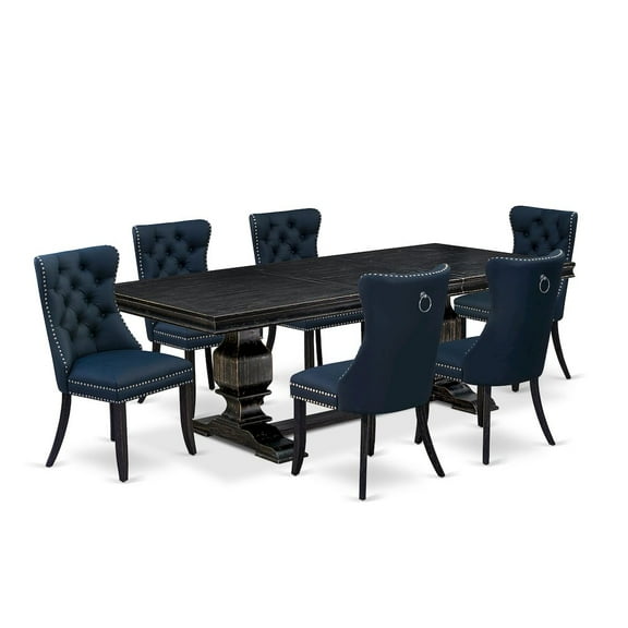Luxe by East West Furniture 7 piece dining table set a kitchen table and 6 Faux Leather modern chairs
