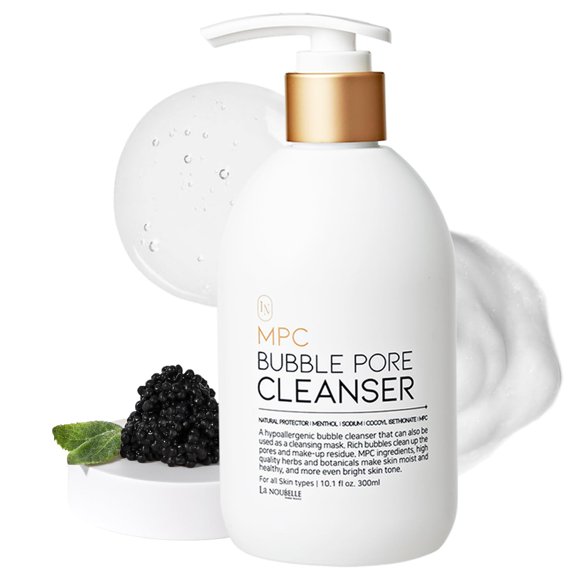 La Noubelle MPC Limpiador de poros de burbujas Limpiador facial coreano Limpiador facial suave de poros profundos con caviar Removedor de maquillaje de puntos negros Minimizador de poros Exfoliante hi