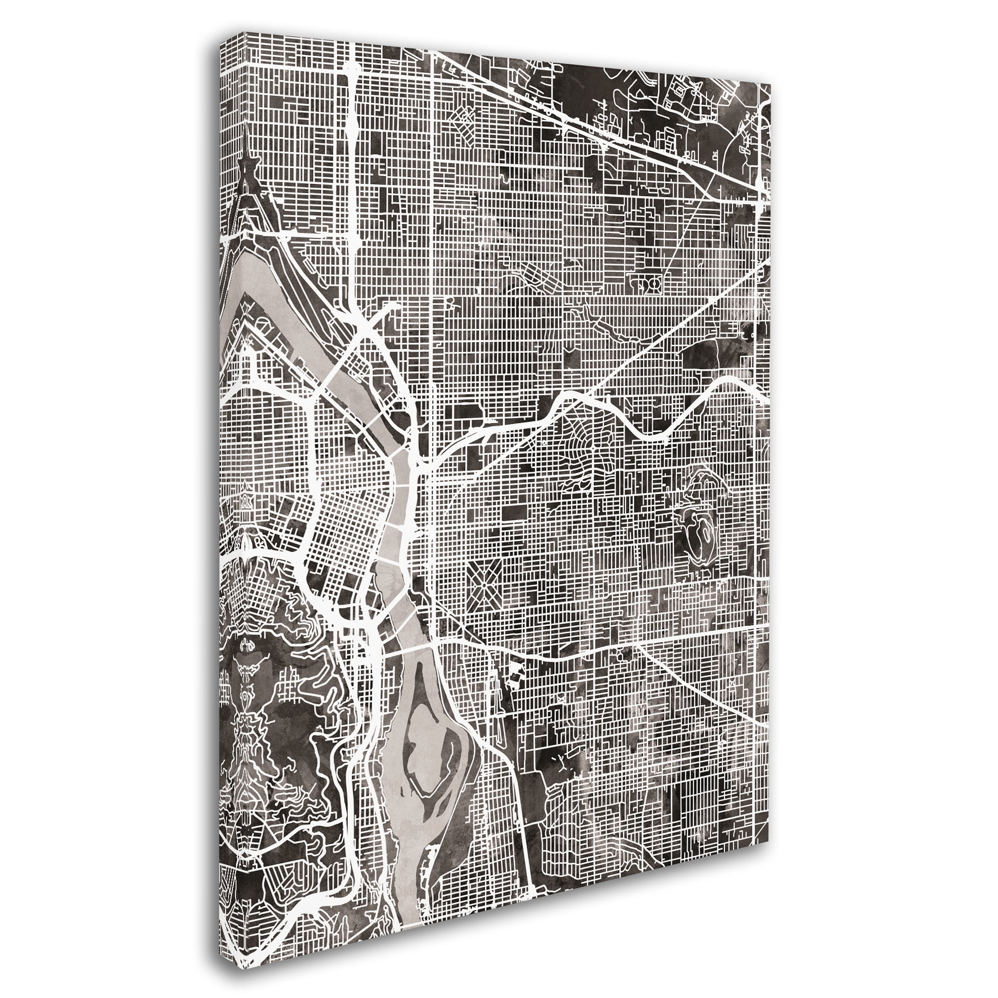 Trademark Fine Art 'Portland Oregon Street Map IV' Canvas Art by Michael Tompsett