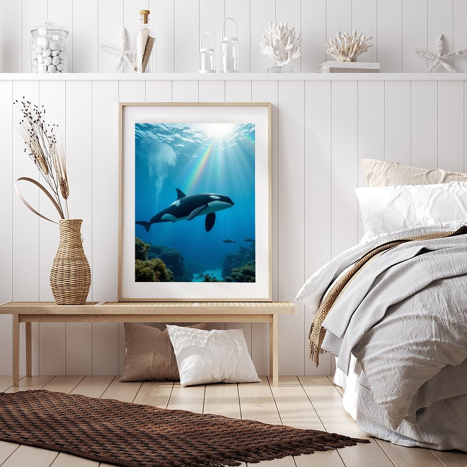 Diamond Art Kit for Adults, Orca Ocean Rainbow Illumination Diamond Painting for Adults Beginners, DIY Diamond Art Painting Kits, 5D Diamond Painting Crafts for Home Decor 12x16 Frameless