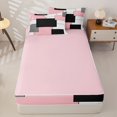 thumbnail image 4 of Castle Fairy Geometric Overlap Block Zipper Twin Comforter Sets with Fitted Sheet and 2 Pillowcases,Minimalist Square Segment Zipper Bedding Set,Pink Gray Black White,Reversible, 4 of 7