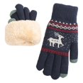 thumbnail image 2 of Hemlock Christmas Gloves for Women, Winter Fawn Gloves Women's Knitted Plus Velvet Thickened Autumn and Winter Warm Pattern Gloves (Adult Gloves), Blue, 2 of 4