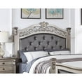 thumbnail image 3 of Miekor Furniture Formal Traditional Antique Silver 1pc California King Size Bed Tufted Faux Leather Headboard Footboard Bedframe 09029, 3 of 8