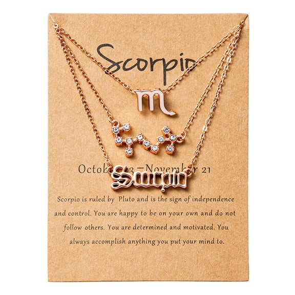 GROBRO7 Constellation Sign Pendant Necklaces for Women's Jewellery, Gold Plated Necklaces Birthday Gift for Mother Sister, Rose Gold