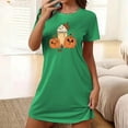 thumbnail image 2 of Aboser Halloween Nightgown for Women Short Sleeve Sleepwear Funny Orange Pumpkin Graphic Nightshirts Loose Crew Neck Sleep Dress Soft Comfy Loungewear, 2 of 6