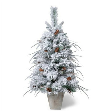 Christmas Tree 3.5ft Artificial Flocked Christmas Tree with Pine Cones for Christmas Decor
