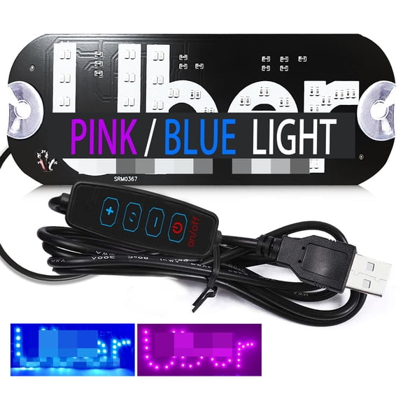 Adjusted Led Light Signs for Car Windshield, Taxi Sign Light Glow LED Sign with Suction Cups & Universal USB-Plug, Light Board Sign Car Accessories Suitable for All Cars (Blue/Pink)