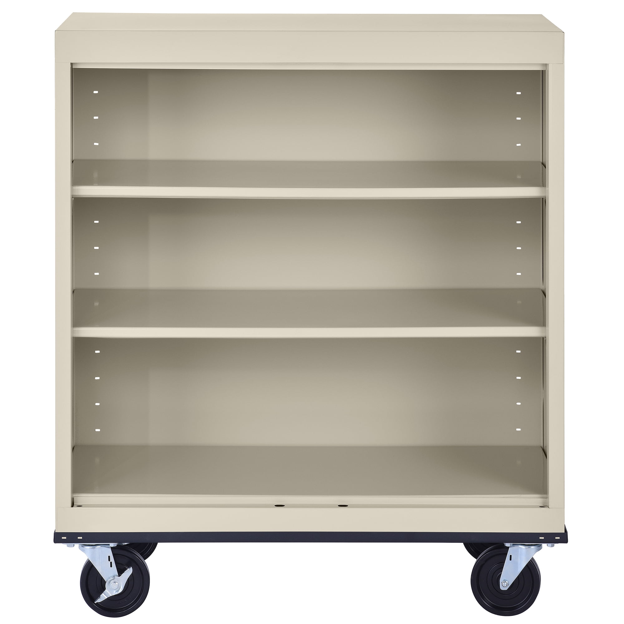 Sandusky Metal 3-Shelf Cart Bookcase with Adjustable Shelves in Putty (42 in.)