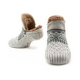 thumbnail image 2 of Naierhg Thermal socks 1 Pair Short Tube Rhombus Twist Texture Non-slip Bottom Floor Socks Unisex Winter Patchwork Color Thickened Fleece Lining Snow Socks Grey, 2 of 8