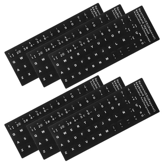 Keyboard Stickers for Home PVC Material Easy to Use Compatible with Most Laptops Black 6 Sheets