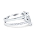 thumbnail image 2 of Simulated Cubic Zirconia Size-5 Sideways Cross Ring Round 925 Sterling Silver, 2 of 7