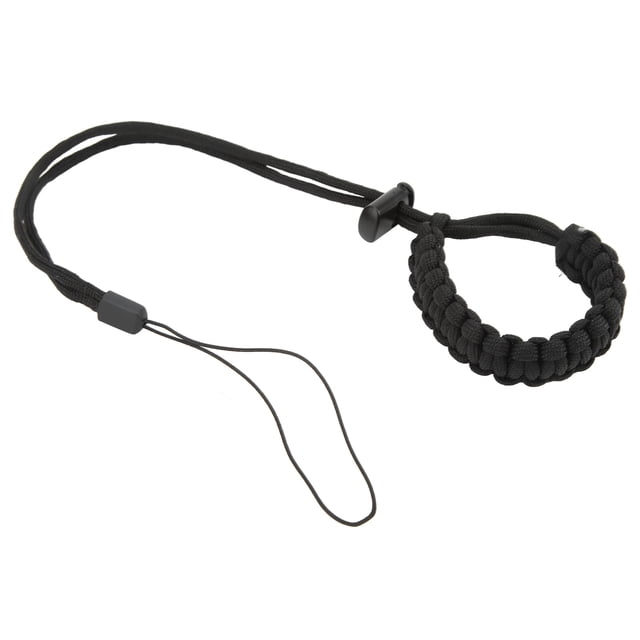 Correa de muñeca de buceo tejida a mano para teléfono móvil, cámara de acción, color negro