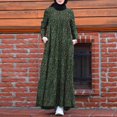 thumbnail image 2 of XIAOCHA Floral Printed Abaya for Women Loose Tiered Pocketed Long Sleeve Crew Neck Maxi Dress Breathable Modest Casual Dresses, 2 of 9