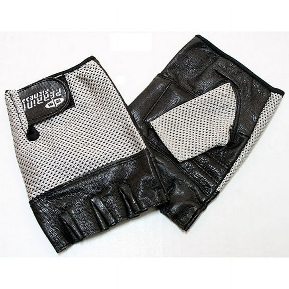 Defender  Silver X-Large Leather Fingerless Gloves