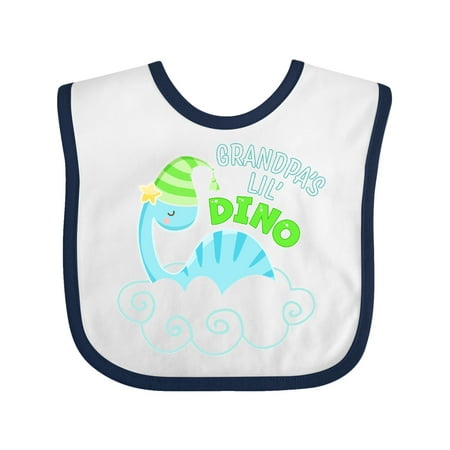 

Inktastic Grandpa s Lil Dino with Cute Blue Baby Dinosaur Gift Baby Boy or Baby Girl Bib