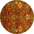 thumbnail image 1 of Ahgly Company Indoor Round Oriental Yellow Industrial Area Rugs, 7' Round, 1 of 4
