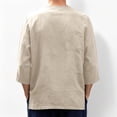 thumbnail image 5 of Mens Linen Shirt Breathable 3/4 Sleeve T Shirts Pullover V Neck Loose Summer Casual Top Lightweight Quick Dry Tees, 2XL, 5 of 7