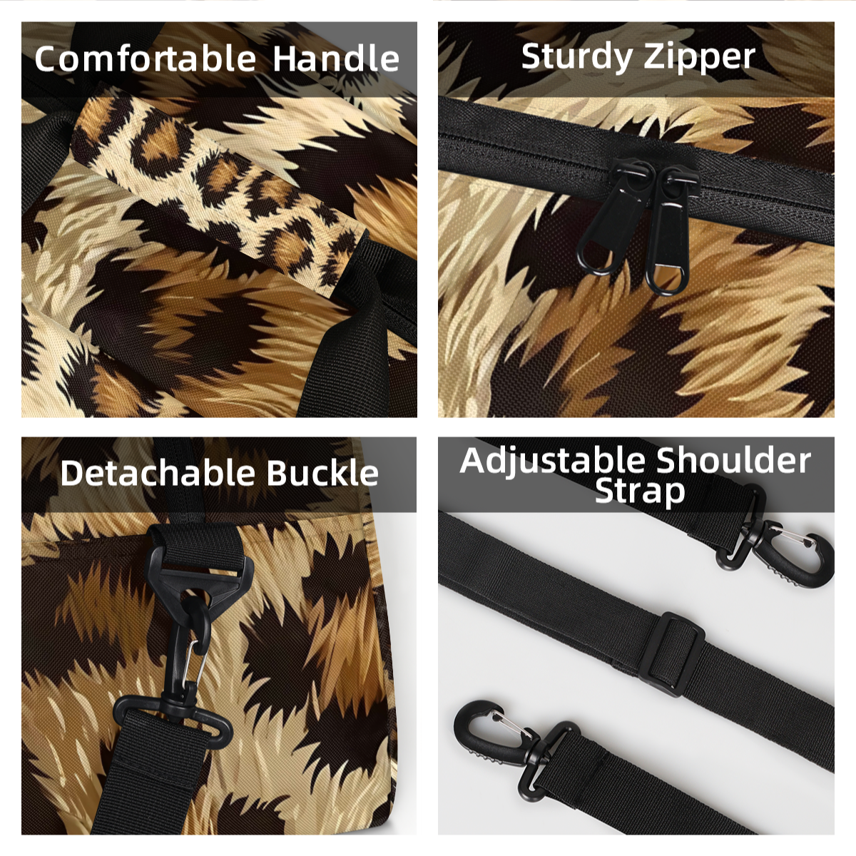 Herdesigns Sports Duffle Bags Travel Duffle Bag Gym Bag Vintage Leopard Print Weekender Travel Bag Waterproof Overnight Bag Carry On Travel Tote Bag Dance Bags
