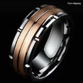 thumbnail image 3 of Tungsten Rings for Men Wedding Bands for Him Womens Wedding Bands for Her 6mm Silver Rose Gold Brushed Diamond, 3 of 10