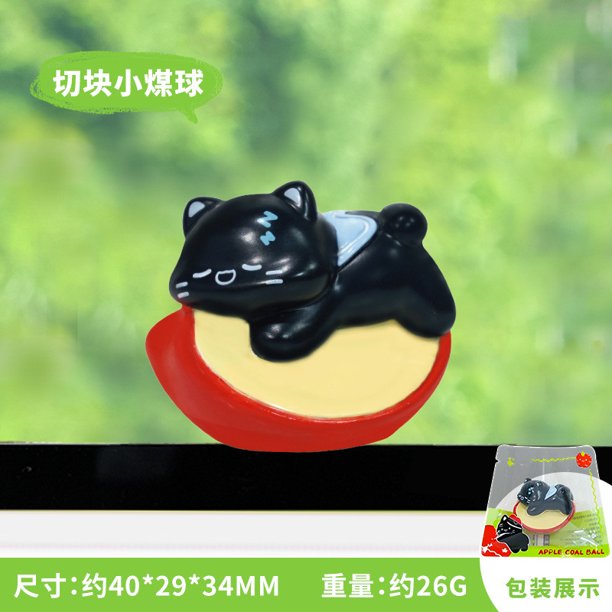 Figura Decorativa de Un Adorable Monitor de Playa con Manzanas, Gatos y Carbón | Material de Resina | Diseño Encantador | Regalo Ideal para Amantes de Los Gatos