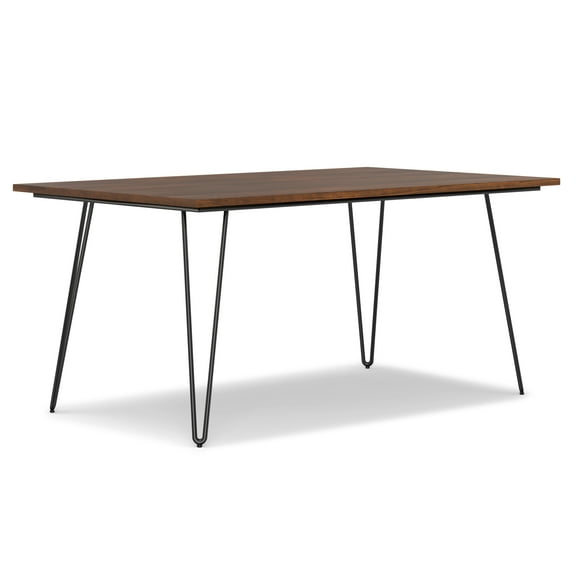 Simpli Home Hunter 66 inch x 40 inch Rectangle Industrial Dining Table in Walnut Veneer