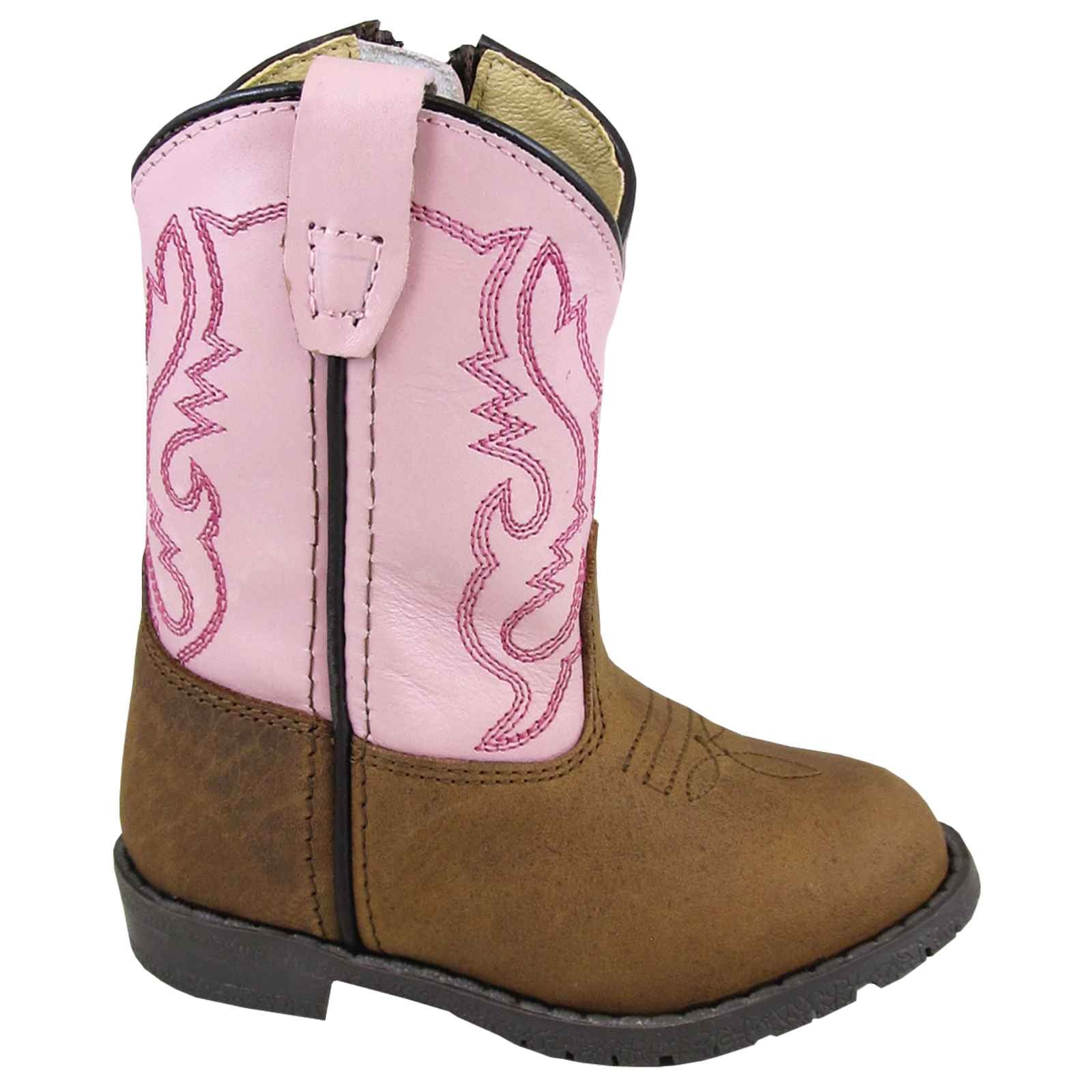 Toddler Western Boot Smoky Mountain Boots U-Toe Leather Hopalong Series Distressed Design Man-Made Lining TPR Sole & Walking Heel 