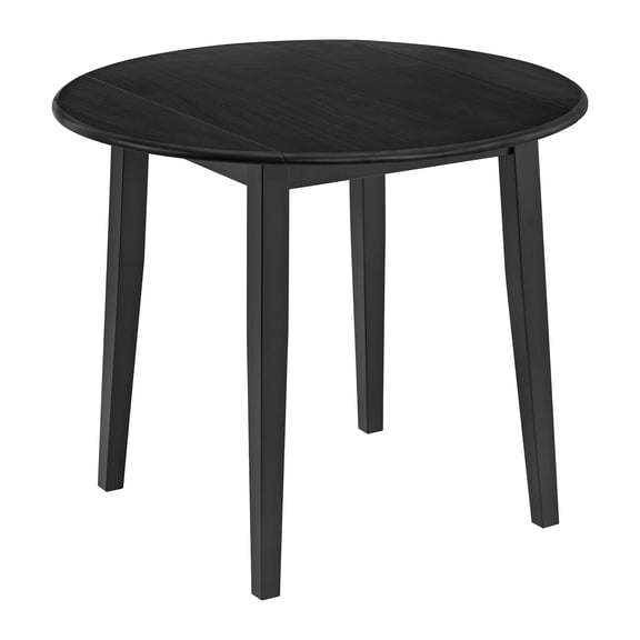 ROME   OAK Hinged Drop Leaf Dining Table, 22-36" Round Tabletop with Sturdy Base, Black