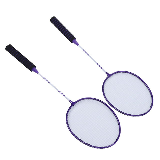 2PCS Badminton Rackets, Anti Slip Iron Alloy Rackets Set Nylon Shuttlecocks for Outdoor Games Ergonomic Handle Groove Design