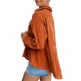 thumbnail image 2 of Shirt Ruffle Hem Long Sleeves Solid Color Button Up Lapel Collar Women Maternity Top Orange S, 2 of 5