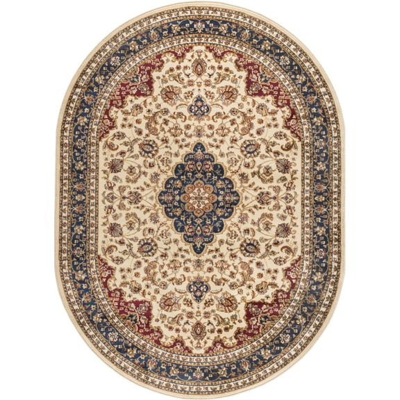 Tayse Sns47858ovl Sensation Kirsten 5 1/4' X 7 1/4' Traditional Medallion Oval A