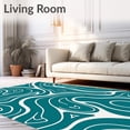 thumbnail image 2 of ODIKA 6'x9' Machine Washable Non-Slip Area Rug, Abstract Marble Vein Design with Fluid Swirls and Flow High Traffic Rug with Pad, Blue, 572815, 2 of 8