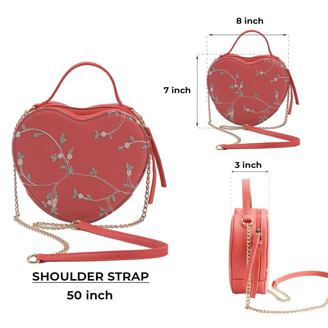 Cute Red Heart Purse for Women, Faux Leather Heart Shaped