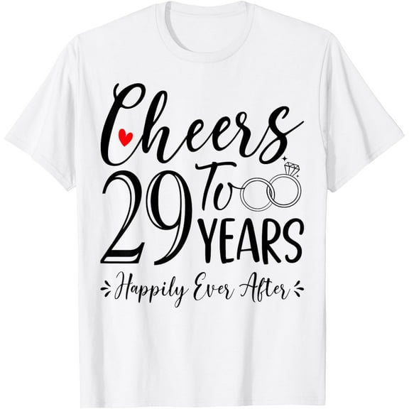 Cheers To 29 Years - 29th Wedding Anniversary Husband Wife T-ShirtMen and women, Black T-shirt, size: Extra large S-4XL