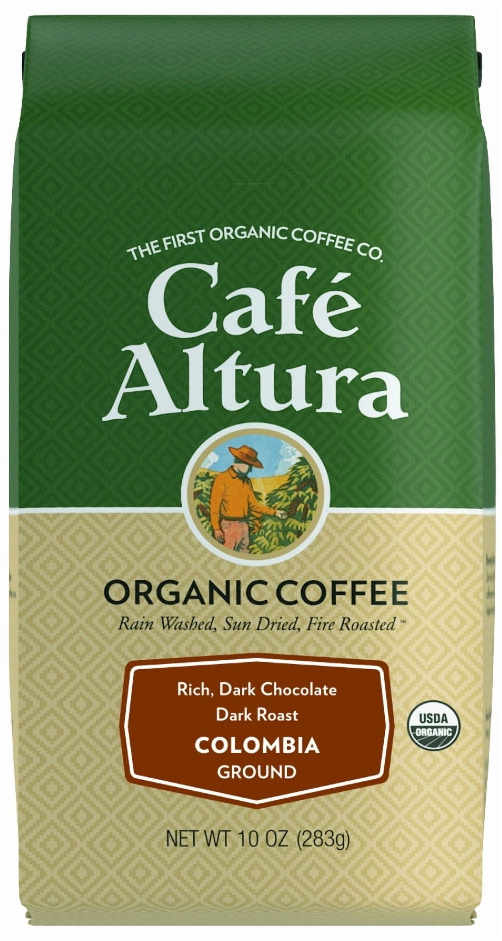 Café Altura, Colombia, Dark Roast, Organic, Ground Coffee, 10 oz Bag (Pack of 3)