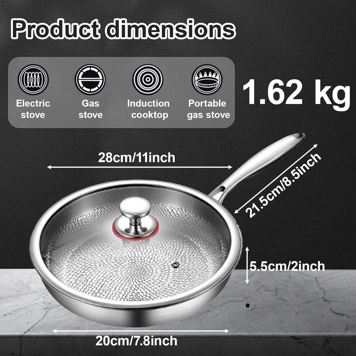 Titanium Fry Pan Non Stick Frying Pans with Lids Induction Compatible Egg Frying Pan for Ease of Cleaning Titanium Cooking PanTitanium,11 inch