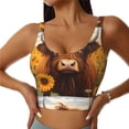 thumbnail image 1 of Fotbe Countryside Sunflower Cow Sujetador Deportivo Largo sin Aros para Mujer con Almohadillas y Soporte Medio, Transpirable y Absorbente, Camiseta Tipo Chaleco o Tank Top-Medium, 1 of 8