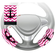 ZKGK Anchor On Zig Zag Chevron Steering Wheel Cover Hook and Loop Covers For Car Size 10x16cm 2 PCS