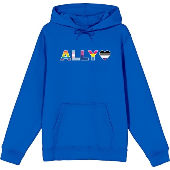Pride Ally Pride Flag Colors Adult Blue Long Sleeve Hoodie-Medium
