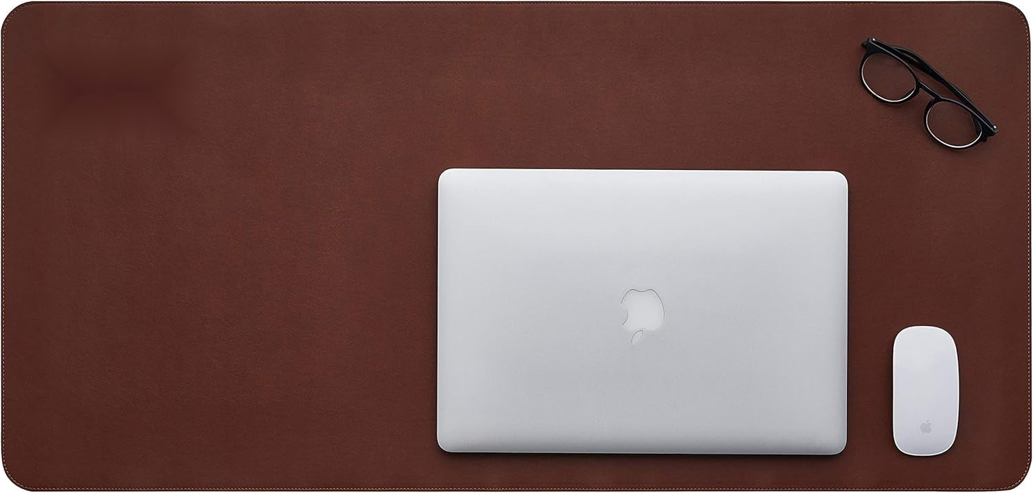 Desk Mat, Office Writing Desk Pad, Large 36" x 17" Dark Brown, for Top of Desks, Gift Ready Elegant Computer Desk Cover Protector PU Leather