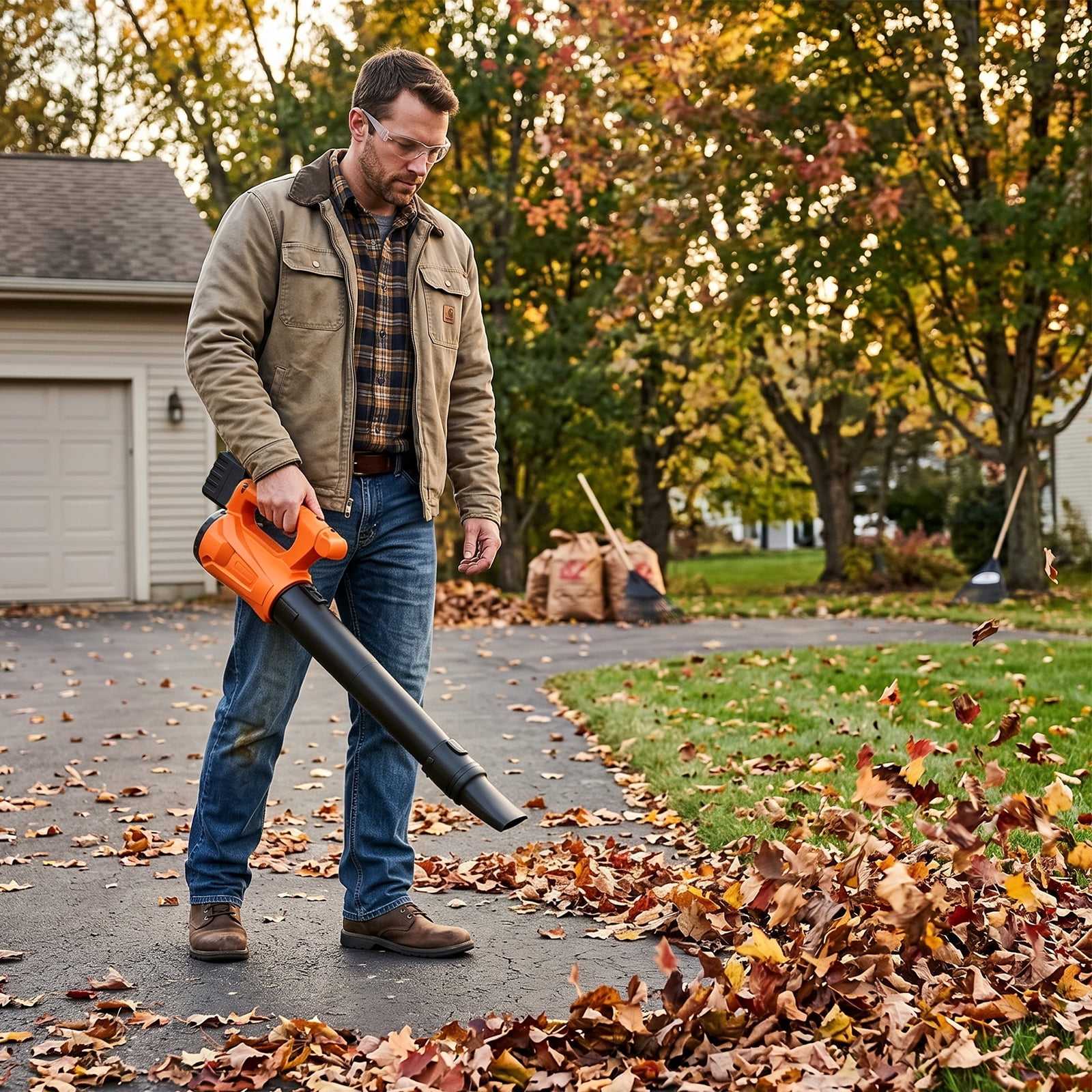 Leaf Blower, Electric Cordless Leaf Blower with 6 Speed Modes, Lightweight Handheld Blower for Lawn Care, Patio Cleaning, Dust & Debris, 12000 RPM Max Power, Battery Powered for Yard Work
