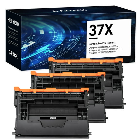 3-Packs Compatible for HP 37A 37X Black Toner Cartridge for HP 37X 37A CF237A M608 Toner Enterprise M608n M608dn M608x M609 MFP M631 M632 M633 Printer Ink