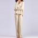 thumbnail image 1 of Mujer Jersey básico Pantalones Hombro caído Cuello en V Bolsillos de color sólido Traje diario, 1 of 7