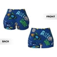 thumbnail image 3 of Sikiie Dinosaur In Space Print Workout Shorts Women Scrunch Butt Gym Shorts Seamless High Waist Tummy Control Yoga Biker Athletic Shorts, 3 of 5