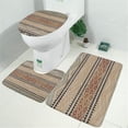 thumbnail image 2 of Beige Geometric Diamond Wave Pattern Bathroom Rugs Sets 3 Piece,Toilet Cover Set,Absorbent Non Slip Bathroom Mats Sets with U-Shaped Contour Rug Toilet Rug Set, 2 of 5